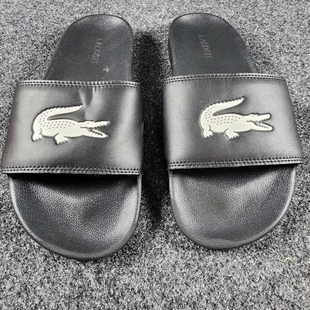 Lacoste Serve Slide Mens Size 9 Black White Logo Athletic Sandals 749CMA0041312 - Picture 3 of 6